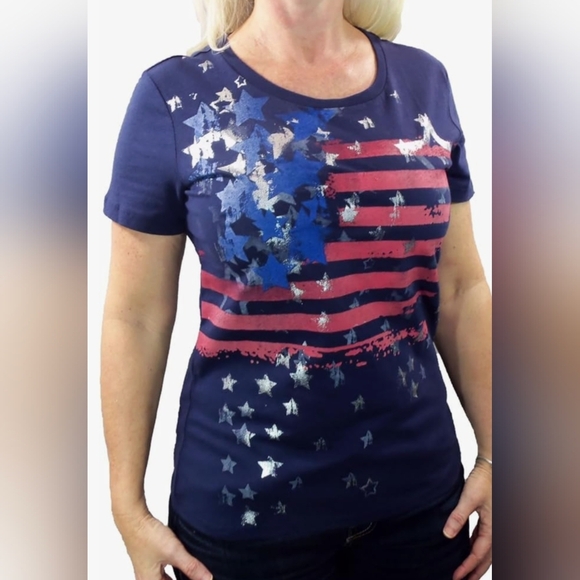 Tru Self Peacoat Patriotic T-shirt Size M NWT MSRP $30 - Picture 1 of 4